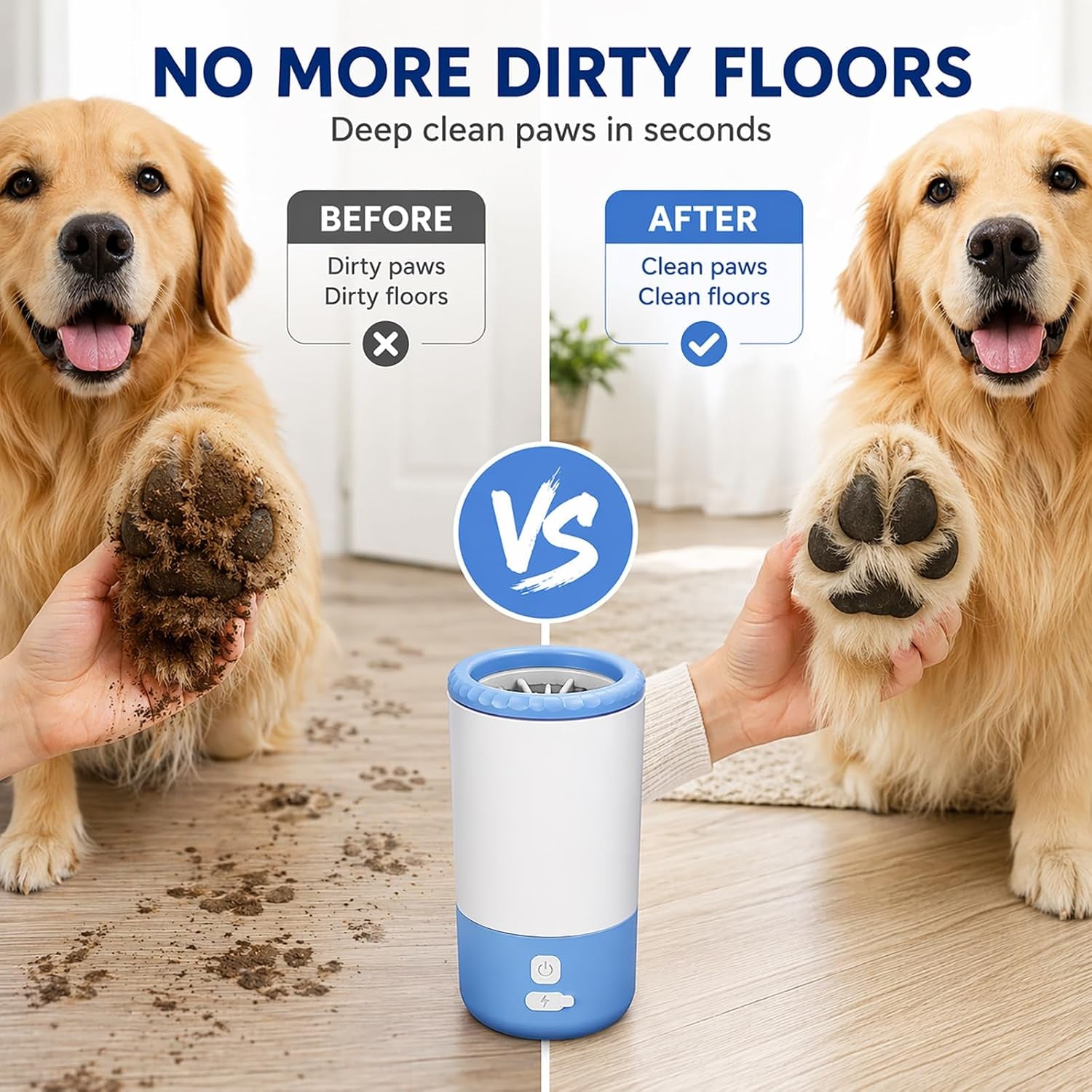 Electric Dog Paw Cleaner Cup – Rechargeable Paw Cleaning Device with Soft Silicone Bristles, Automatic 360° Dog Paw Washer, Portable Pet Foot Washer for Medium Large Dogs