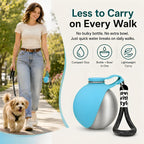 2 in 1 Dog Water Bottle Portable with Bowl, 10Oz Stainless Steel Dog Travel Water Bottle, Leakproof Pet Water Bottle for Dogs, Puppies, Small Dogs & Medium Dogs on Short Walks, Hiking, Travel, Blue