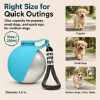 2 in 1 Dog Water Bottle Portable with Bowl, 10Oz Stainless Steel Dog Travel Water Bottle, Leakproof Pet Water Bottle for Dogs, Puppies, Small Dogs & Medium Dogs on Short Walks, Hiking, Travel, Blue