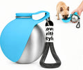 2 in 1 Dog Water Bottle Portable with Bowl, 10Oz Stainless Steel Dog Travel Water Bottle, Leakproof Pet Water Bottle for Dogs, Puppies, Small Dogs & Medium Dogs on Short Walks, Hiking, Travel, Blue