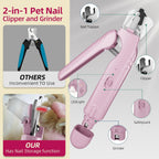 2 in 1 Dog & Cat Pets Nail Clippers and Grinder with Lights - Safety Guard to Avoid Overcutting,Professional Pet Nail Claw Trimmers, Professional Grooming Tools for Pets (Medium & Small Pet) (Pink) | Safety Guard to Avoid Overcutting, Sharp Blade, Painless Quiet Pet Nail Claw Trimmers