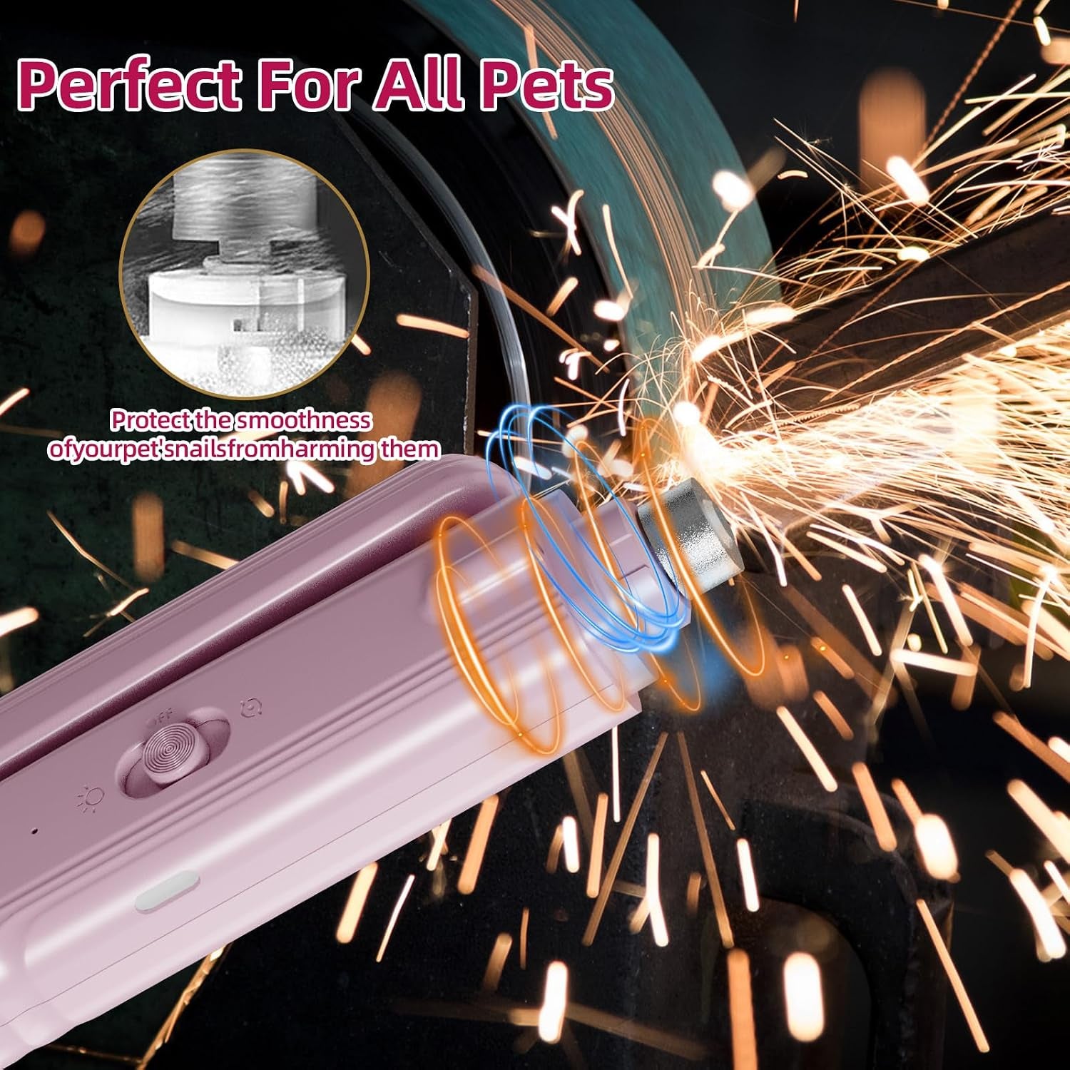 2 in 1 Dog & Cat Pets Nail Clippers and Grinder with Lights - Safety Guard to Avoid Overcutting,Professional Pet Nail Claw Trimmers, Professional Grooming Tools for Pets (Medium & Small Pet) (Pink) | Safety Guard to Avoid Overcutting, Sharp Blade, Painless Quiet Pet Nail Claw Trimmers