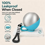 2 in 1 Dog Water Bottle Portable with Bowl, 10Oz Stainless Steel Dog Travel Water Bottle, Leakproof Pet Water Bottle for Dogs, Puppies, Small Dogs & Medium Dogs on Short Walks, Hiking, Travel, Blue