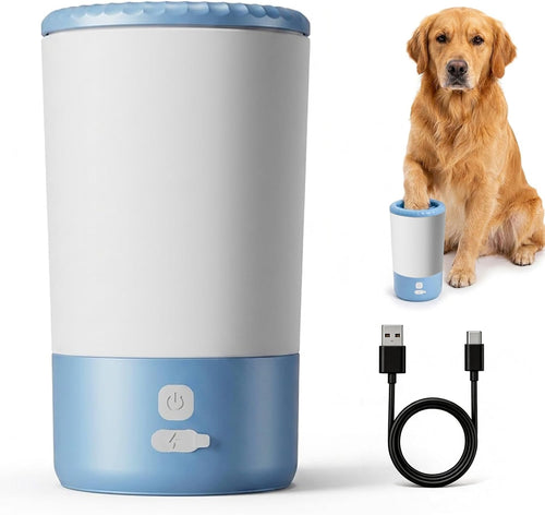 Electric Dog Paw Cleaner Cup – Rechargeable Paw Cleaning Device with Soft Silicone Bristles, Automatic 360° Dog Paw Washer, Portable Pet Foot Washer for Medium Large Dogs