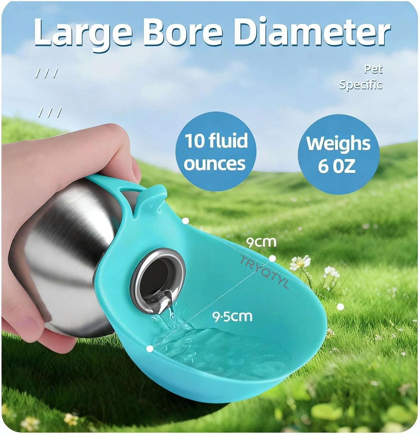 Dog Water Bottle, 10Oz Stainless Steel Portable Dog Water Bottle with Foldable Silicone Bowl, 2-In-1 Portable Dog Water Bowl for Water & Food, Water Dispenser for Dogs Walking (Blue)